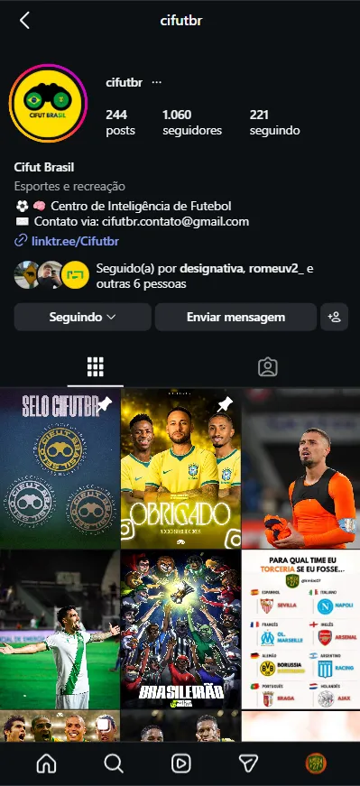 Parceria com @cifutbr no Instagram