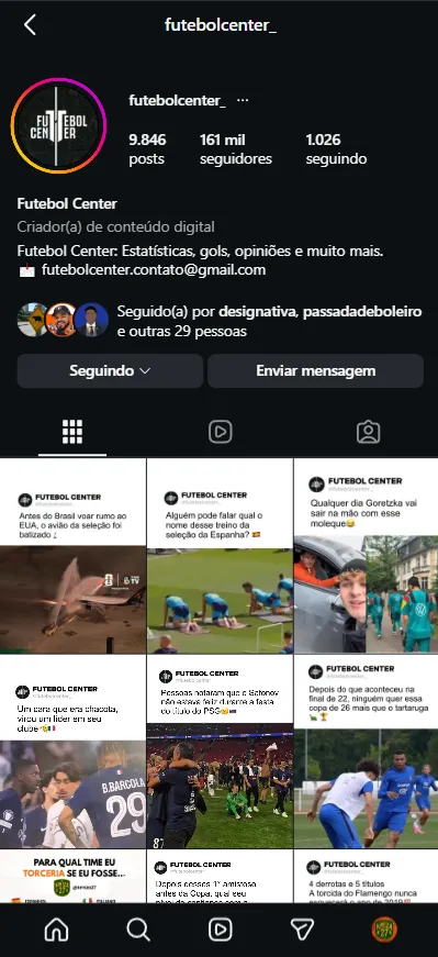 Parceria com @futebolcenter no Instagram